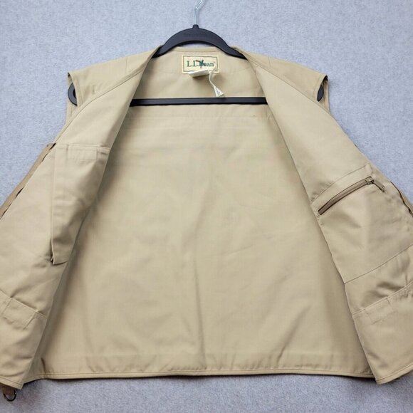 LL Bean Fishing Vest Mens Large Anglers Tan Retro Vintage New - Picture 3 of 11